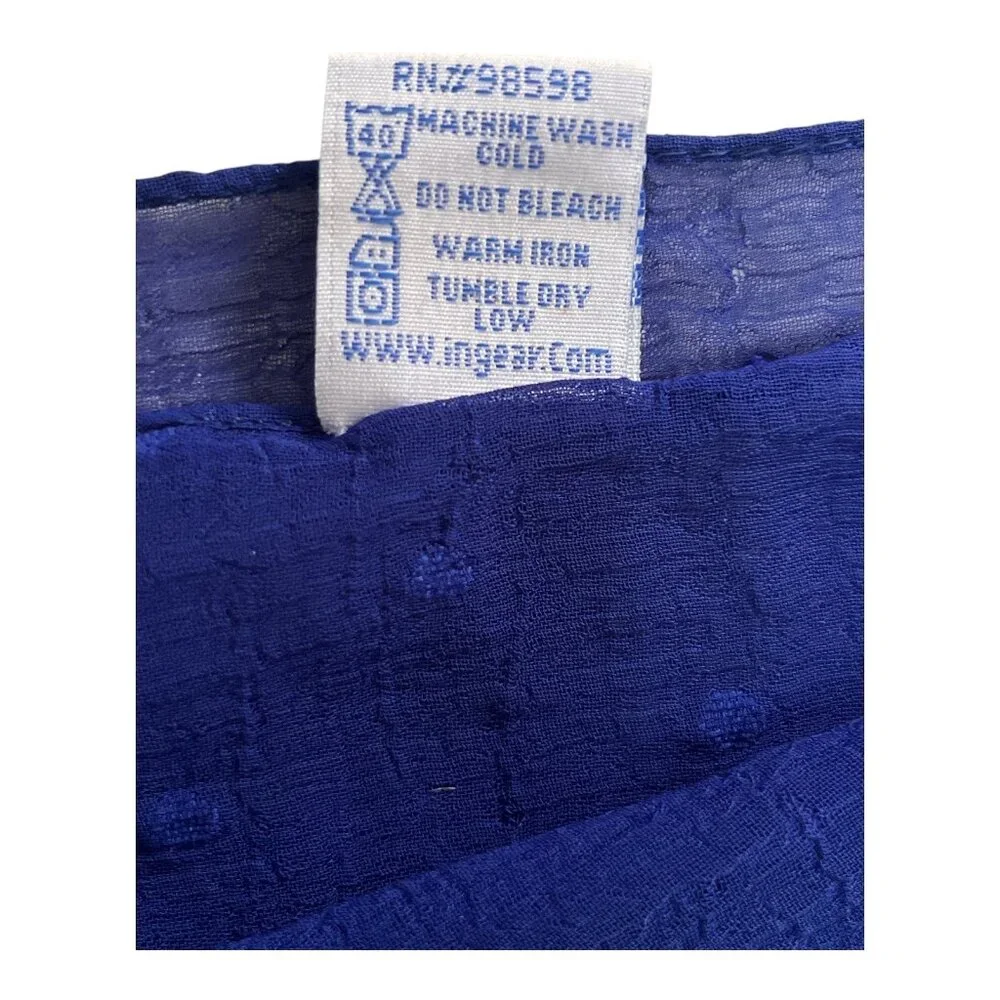 Vintage Blue Sheer Dot Beaded Scarf Wrap 60 x 40 Made in India